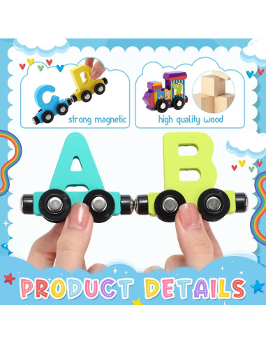 Juguetes de Tren Magnéticos de Madera Vinsot - 2 Juegos Educativos