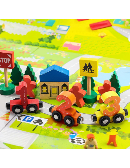 Juguetes de Tren Magnéticos de Madera Vinsot - 2 Juegos Educativos