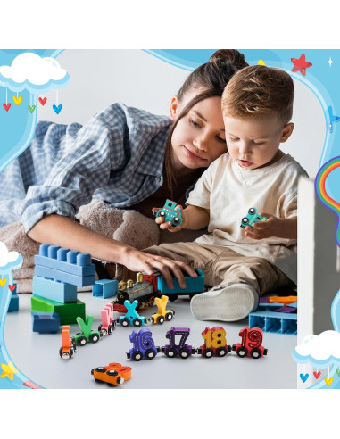 Juguetes de Tren Magnéticos de Madera Vinsot - 2 Juegos Educativos