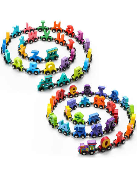 Juguetes de Tren Magnéticos de Madera Vinsot - 2 Juegos Educativos