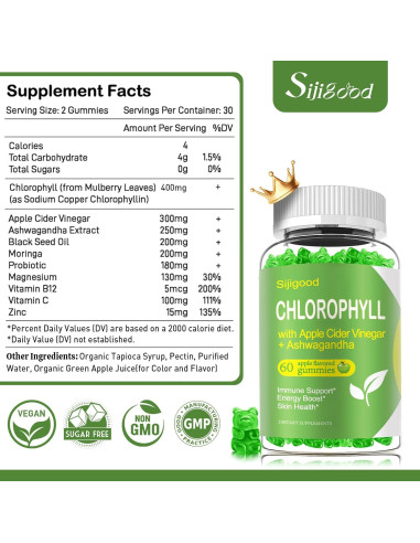 Gomitas de Clorofila Sijigood 60 Unidades Sabor Manzana