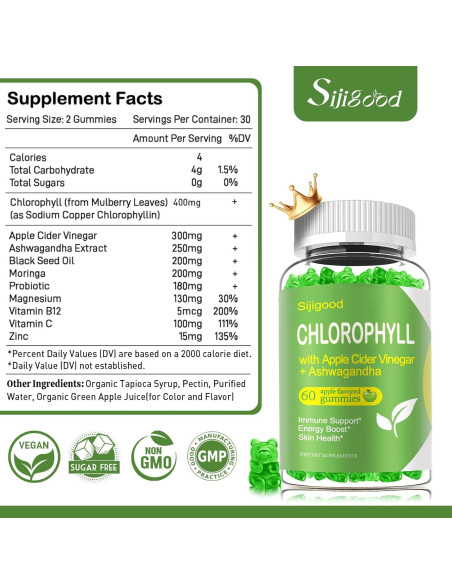 Gomitas de Clorofila Sijigood 60 Unidades Sabor Manzana