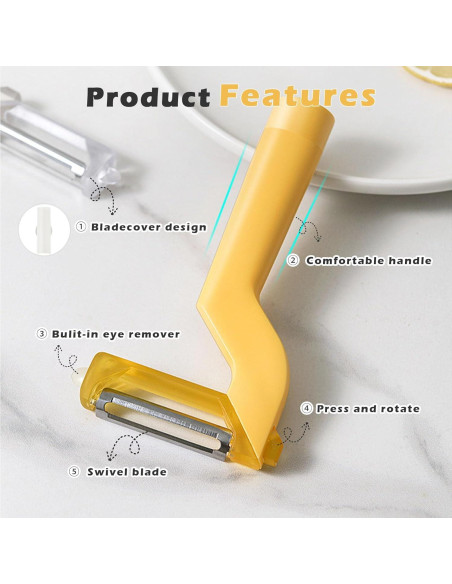 Pelador de Frutas y Verduras FORHEREVER, Acero Inoxidable, Blanco