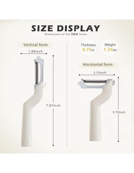 Pelador de Frutas y Verduras FORHEREVER, Acero Inoxidable, Blanco