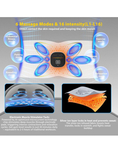 Cinturón Estimulador Abdominal EMS Calor - OSTO AST-302