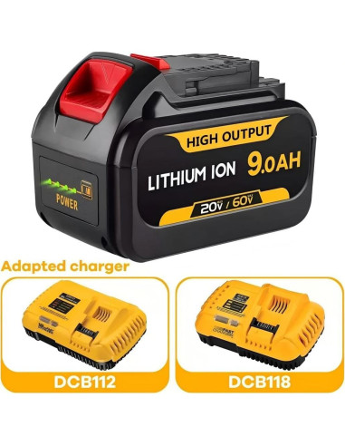 Batería DeWalt 60V 9.0Ah DCB606 DCB609 DCB612 - 2 Paquetes