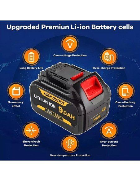 Batería DeWalt 60V 9.0Ah DCB606 DCB609 DCB612 - 2 Paquetes