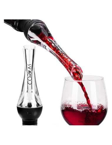 Aerador de Vino CORKAS 2-en-1 Profesional Sin Goteo