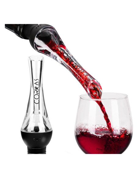 Aerador de Vino CORKAS 2-en-1 Profesional Sin Goteo