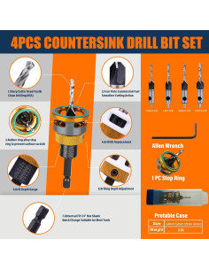 Juego de Brocas Avellanadas 4PCS WildBossy HCS Ajustable 2