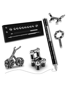 Lápiz Antiestrés LARAH Negro con 13 Anillos y 10 Bolas