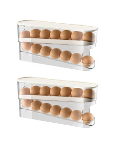 Dispensador de Huevos Rodante OEYEWOW, 2 Bandejas para 12 Huevos