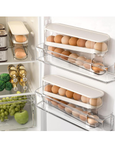 Dispensador de Huevos Rodante OEYEWOW, 2 Bandejas para 12 Huevos 2