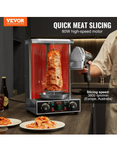 Cuchillo Eléctrico de Shawarma VEVOR 80W con Cuchillas Ajustables 2