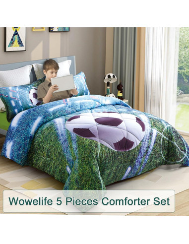 Conjunto de Edredón de Fútbol Wowelife Individual 5 Piezas
