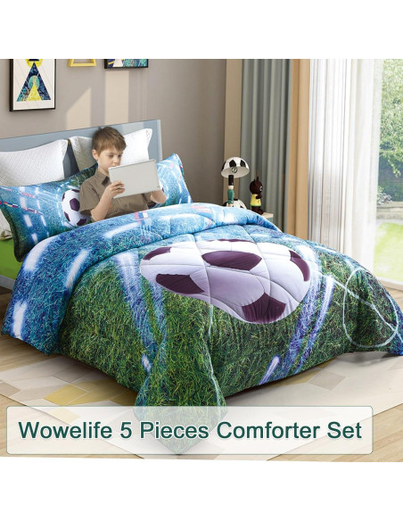 Conjunto de Edredón de Fútbol Wowelife Individual 5 Piezas