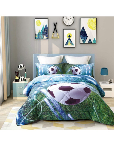 Conjunto de Edredón de Fútbol Wowelife Individual 5 Piezas