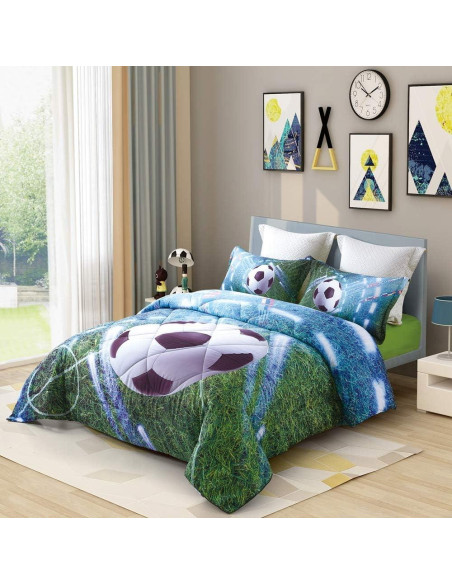 Conjunto de Edredón de Fútbol Wowelife Individual 5 Piezas