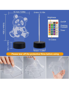 Lámpara Nocturna 3D Panda FULLOSUN con Control Remoto 16 Colores 2