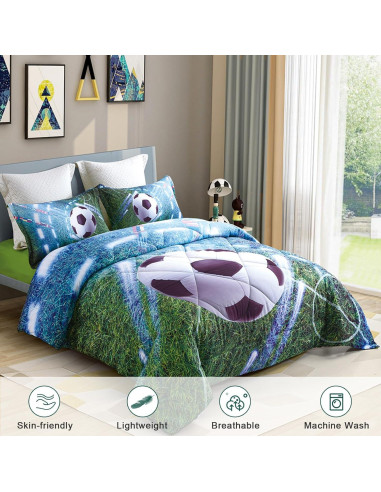 Conjunto de Edredón de Fútbol Wowelife Individual 5 Piezas