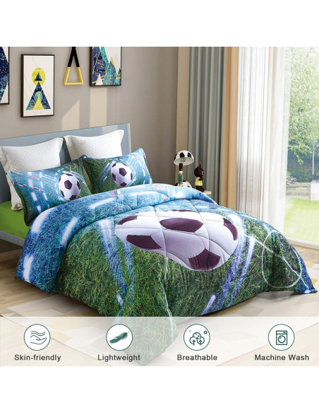 Conjunto de Edredón de Fútbol Wowelife Individual 5 Piezas