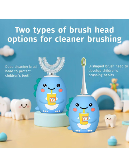Cepillo de dientes eléctrico infantil Yeklike, IPX7, 360 dinosaurio