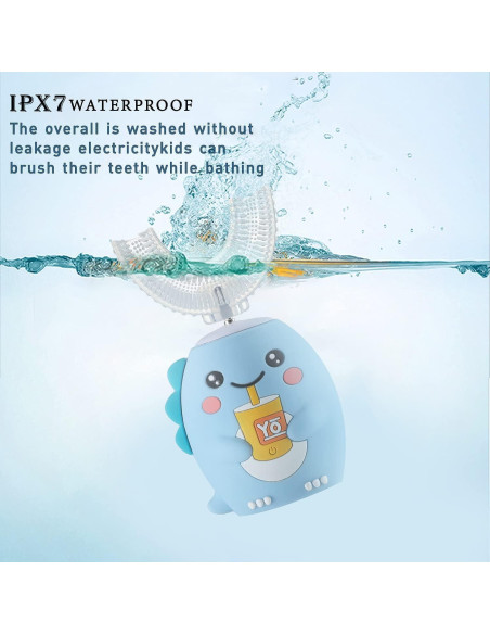 Cepillo de dientes eléctrico infantil Yeklike, IPX7, 360 dinosaurio