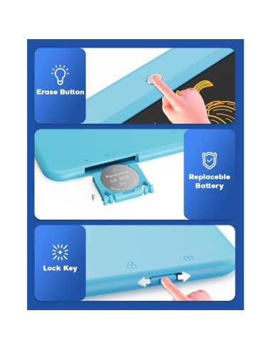 Bravokids Tableta de Escritura LCD 10" Azul para Niños