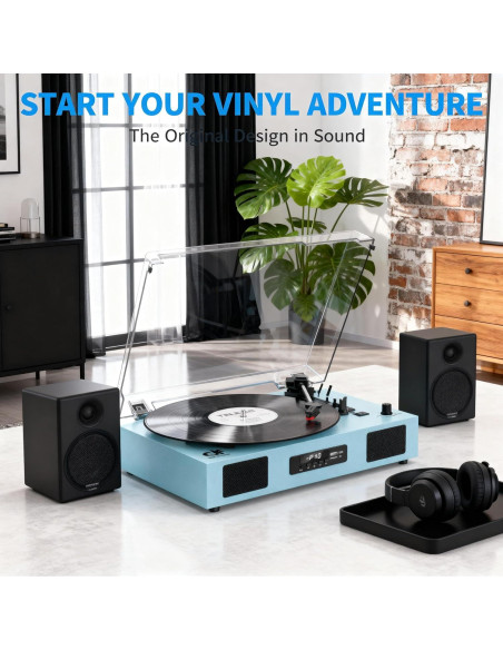 Reproductor de Vinilo Bluetooth DANFI AUDIO SON1-TE-2017BU 3 Velocidades