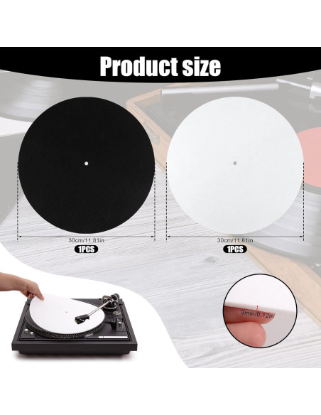 2 Almohadillas de Fieltro Antideslizantes 30x30cm para Tocadiscos