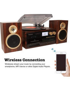 Reproductor de Vinilo Boytone BT-28SPM Bluetooth con Radio AM/FM 2