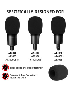 Filtro de Espuma Geekria para Micrófono Audio-Technica - 2 Piezas 2