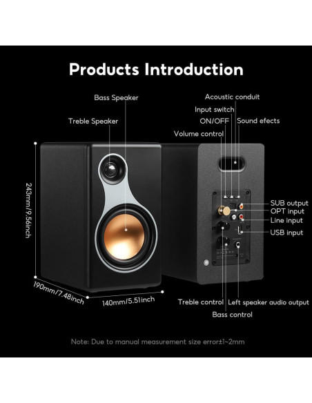 Altavoces Activos AIYIMA S500 4" Bluetooth 5.0 RCA Subwoofer