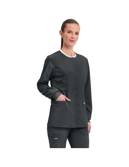 Chaqueta de Scrubs para Mujeres Cherokee WW310 - Negro, Tallas hasta 5XL