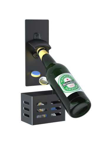 Abrebotellas Magnético Weallbuy con Recogedor de Tapas Negro