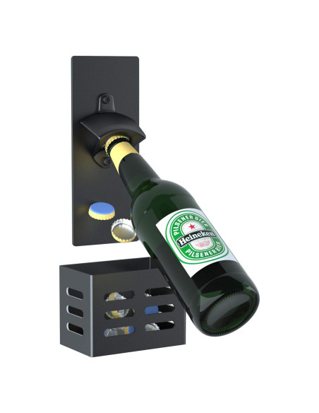 Abrebotellas Magnético Weallbuy con Recogedor de Tapas Negro