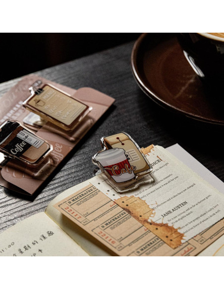 Doraking Clips de Foto Acrílico 2PCS Diseño Café 4.5-5.5cm