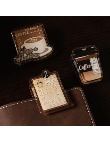 Doraking Clips de Foto Acrílico 2PCS Diseño Café 4.5-5.5cm