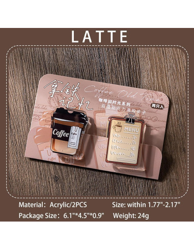 Doraking Clips de Foto Acrílico 2PCS Diseño Café 4.5-5.5cm