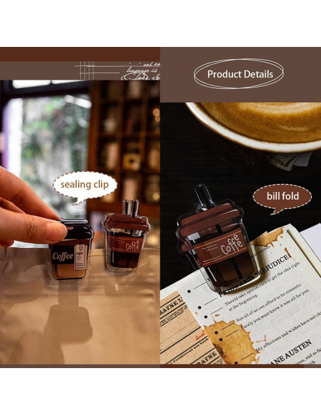 Doraking Clips de Foto Acrílico 2PCS Diseño Café 4.5-5.5cm