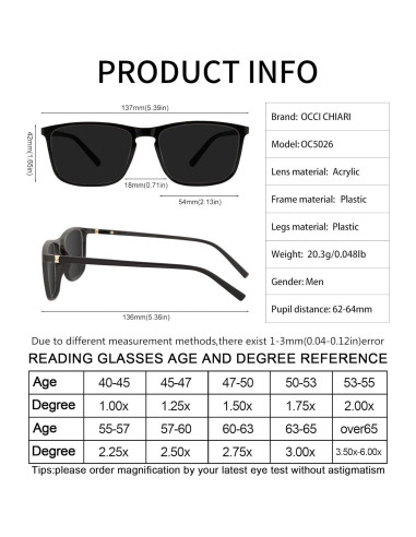 Gafas de Lectura Polarizadas OCCI CHIARI UV400 1.0 para Hombres
