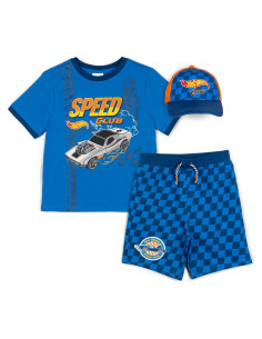 Conjunto 3 Piezas Hot Wheels: Camiseta, Pantalones Cortos y Gorra 2T