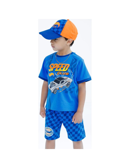 Conjunto 3 Piezas Hot Wheels: Camiseta, Pantalones Cortos y Gorra 2T