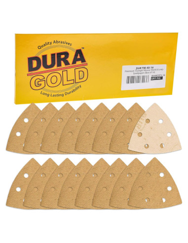 Hojas de Lijado Triangular Dura-Gold Premium 40 Granos - Caja de 16