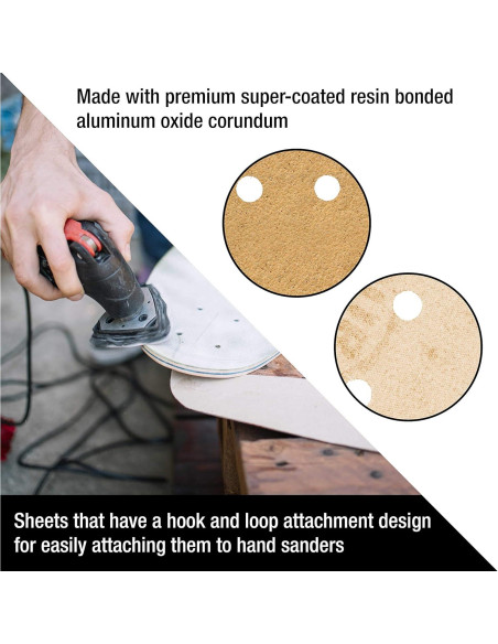 Hojas de Lijado Triangular Dura-Gold Premium 40 Granos - Caja de 16