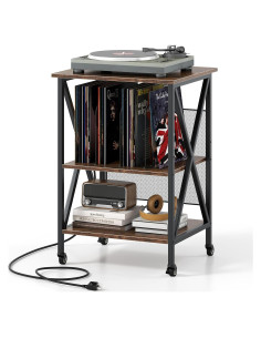 Soporte para Tocadiscos Giantex con Estación de Carga y Almacenamiento