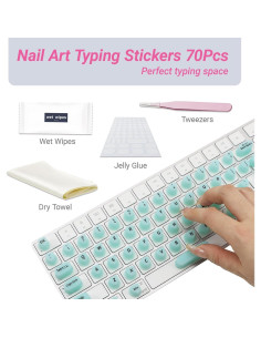 Calcomanías para Teclado WANTHER Uñas Largas Rosa Verde 70 Pcs 2