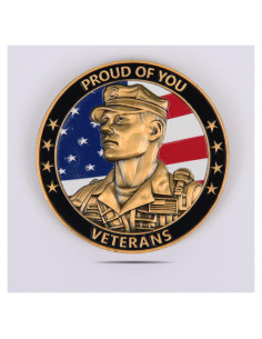 Moneda Conmemorativa Veteranos Americanos 4 cm Doble Cara Leabet
