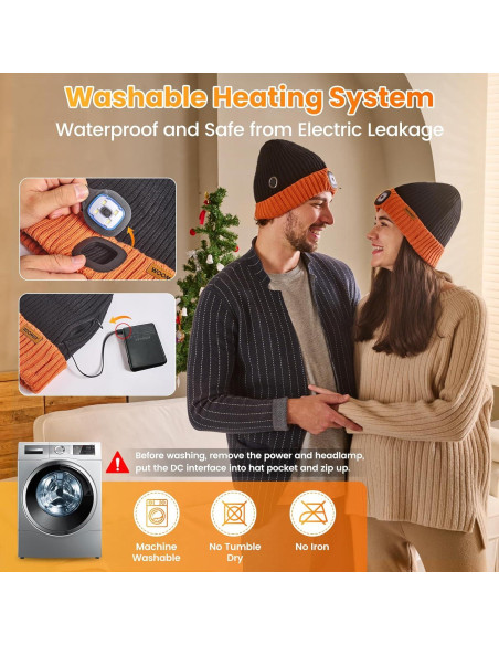 Gorro Calentado WOOMER con Luz LED, Batería 5V 4000mAh