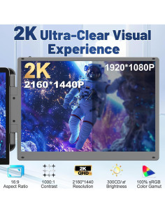 Extensión de Pantalla Cenerius 2K 14" para Laptop IPS 2